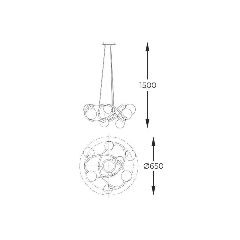 Suspensie NISYRO MD4922-8-EBGN Zumaline G9, Negru, Polonia