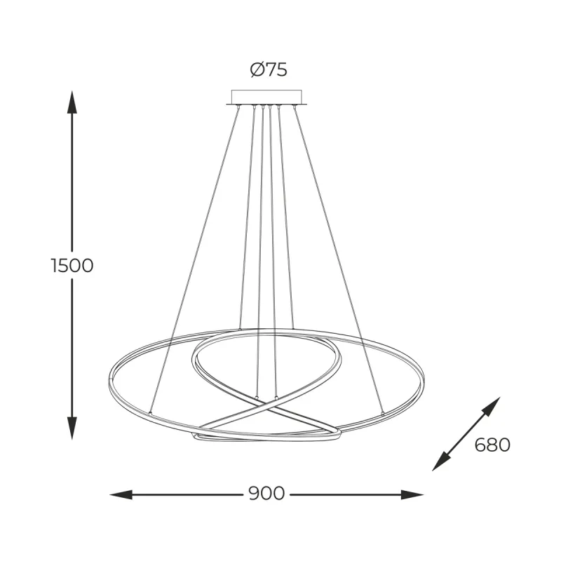 Suspensie CHOLET MD7360-1A-3GT Zumaline LED, Auriu, Polonia