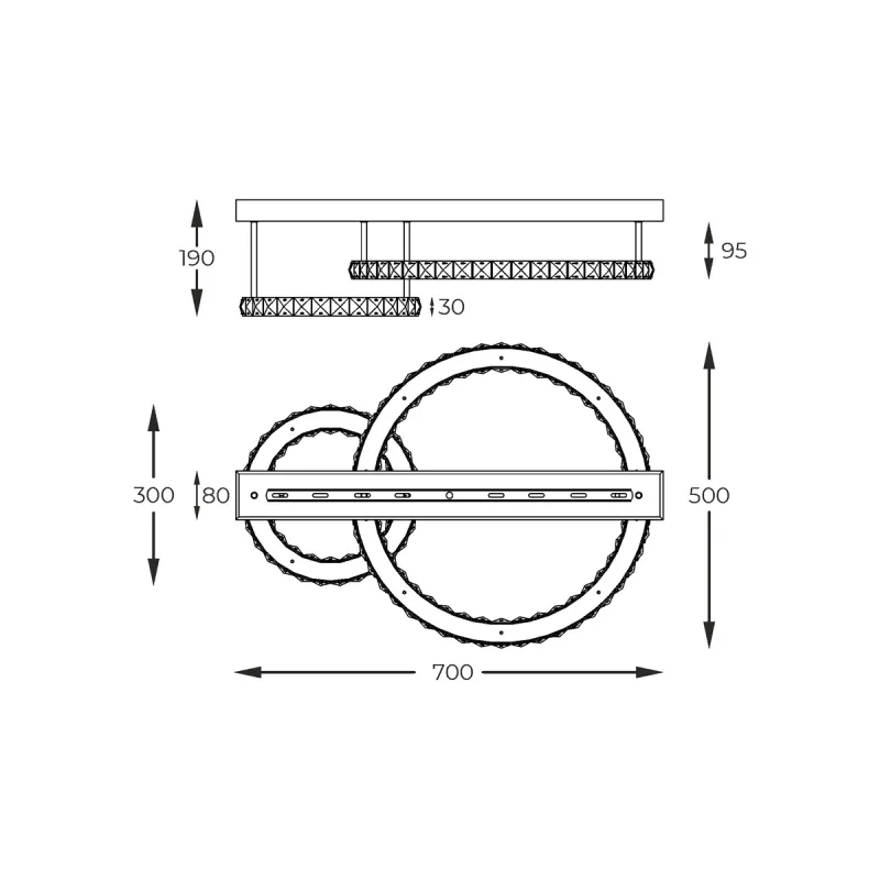 Lustra Plafon GIRONA MX3713-2-3GT Zumaline LED, Auriu, Polonia