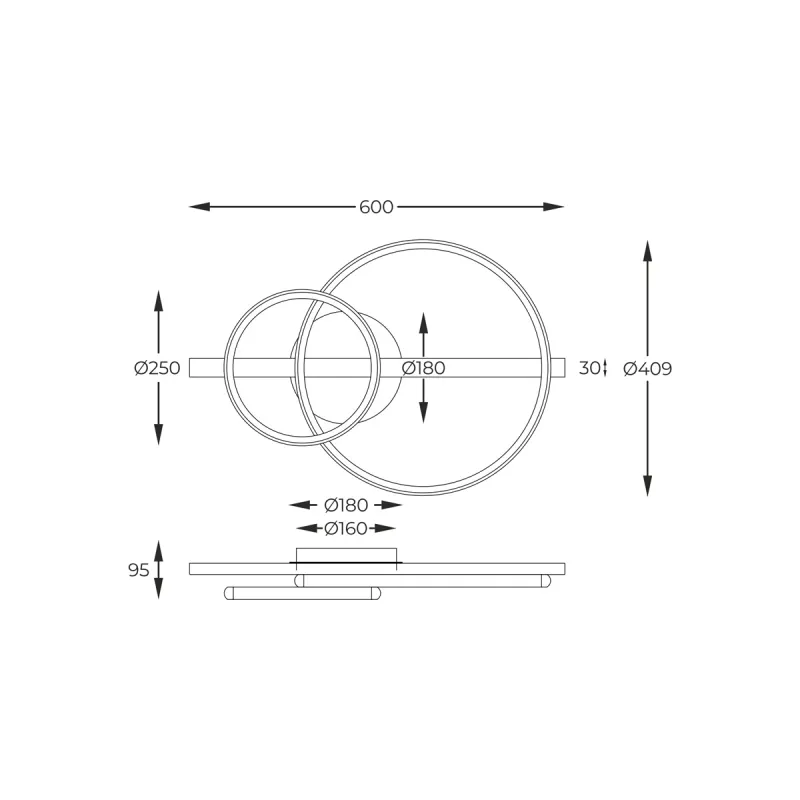 Lustra Plafon ALMERIA MX3913-2-3BWLT Zumaline LED, Negru, Polonia