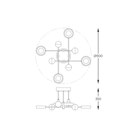 Lustra Plafon LARA MX7170-8-3BGT Zumaline LED, Negru, Polonia