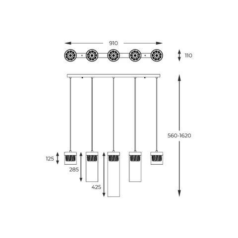Suspensie GEM P0389-05E-F7AC Zumaline G9, Auriu, Polonia