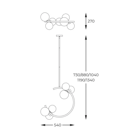 Suspensie MOLECULE P0454-06Q-F7AA Zumaline G9, Auriu, Polonia