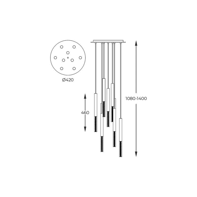 Suspensie ONE P0461-09L-P7SD Zumaline LED, Negru, Polonia