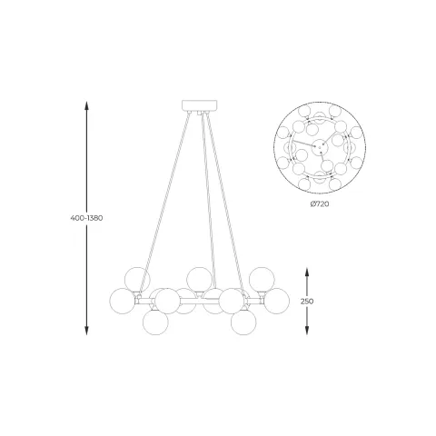 Suspensie BOBO P0462-20C-F7AA Zumaline G9, Auriu, Polonia