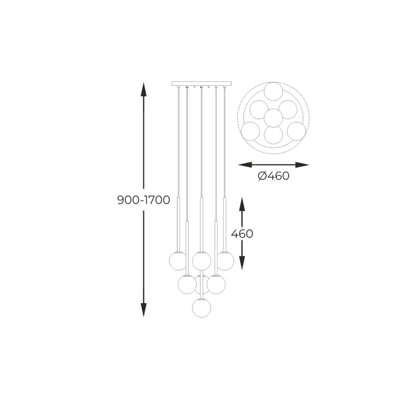 Suspensie ARCTURUS P0574-07F-SDFZ Zumaline G9, Negru, Polonia