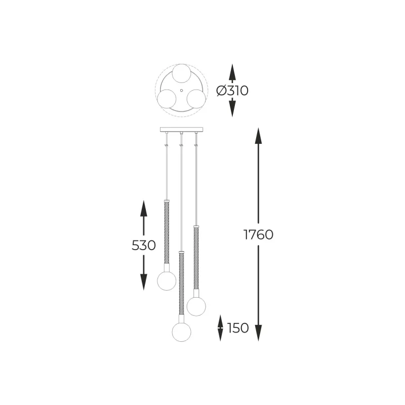Suspensie MIDA P0583-03B-2GHF Zumaline G9, Alama, Polonia