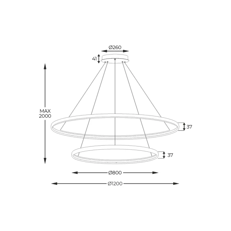 Suspensie CARLO PL210503-800+1200-BK Zumaline LED, Negru, Polonia