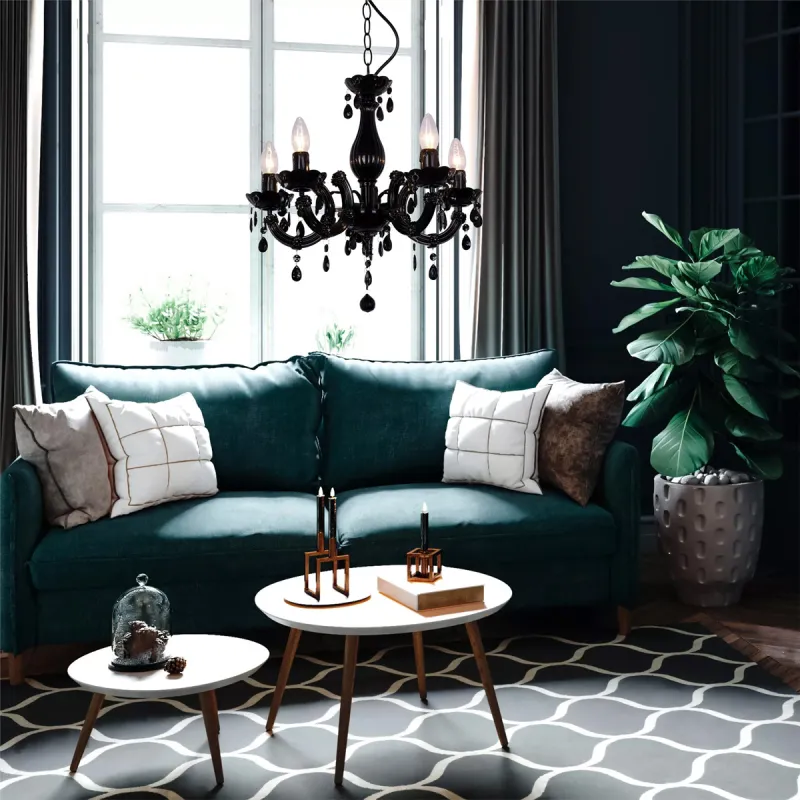 Candelabru MAGNOLIA RLD94016-5B Zumaline E14, Negru, Polonia