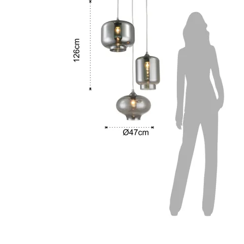 Suspensie 3 Saky Smoked Mirror 2921 Tomasucci Italia 