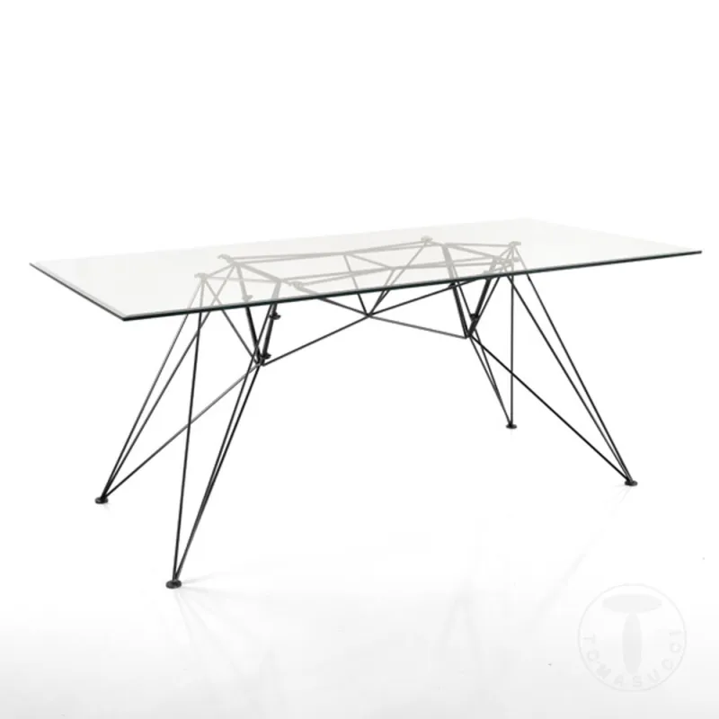 Masa-Birou Din Sticla Securizata Spillo Black/Clear 3333 Tomasucci Italia 