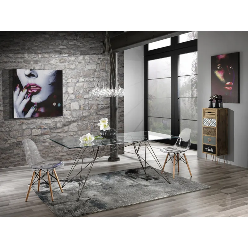 Masa-Birou Din Sticla Securizata Spillo Black/Clear 3333 Tomasucci Italia 