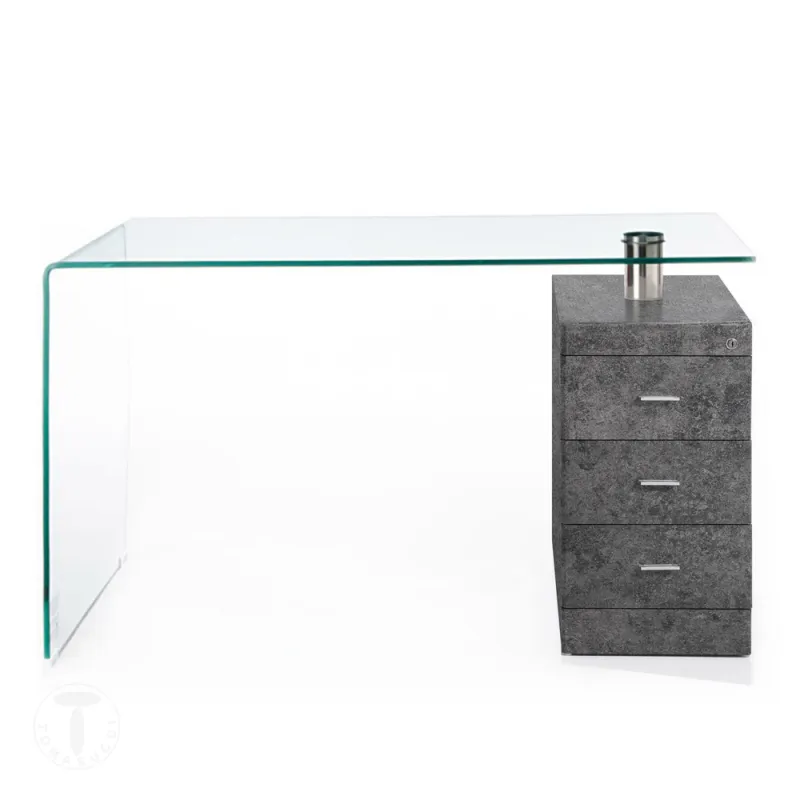 Birou Din Sticla Securizata Bow Cement 3483 Tomasucci Italia 