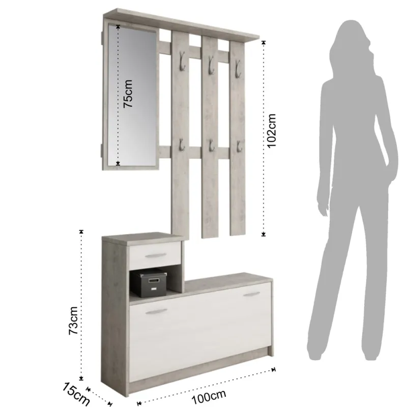 Raft De Intrare-Hol Cu Suport Incaltaminte Ken Cement 3678 Tomasucci Italia 