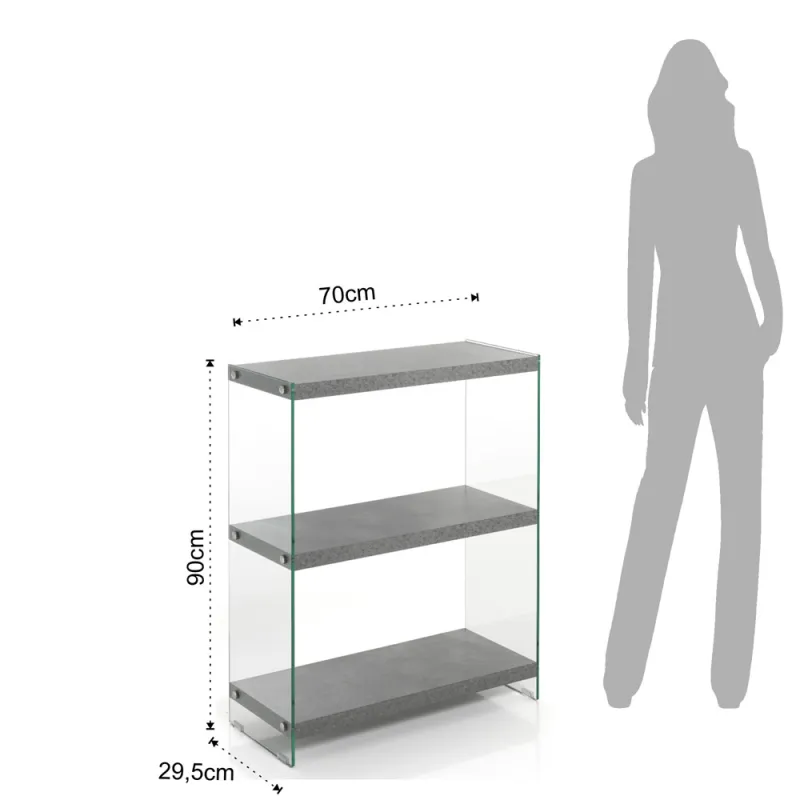 Biblioteca Cu 3 Rafturi Din Sticla Securizata 3 Nancy 70 Cement 4370 Tomasucci Italia 