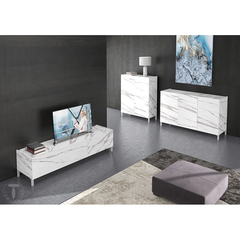 Suport Tv Din Panouri Ecologice Tv Eddy White Marble 4683 Tomasucci Italia 