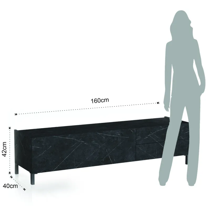 Suport Tv Din Panouri Ecologice Tv Eddy Black Marble 4686 Tomasucci Italia 