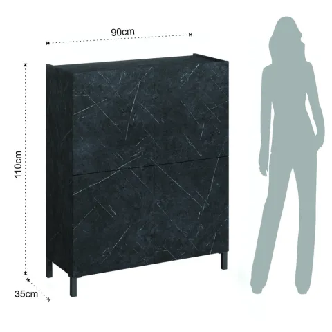 Dulap Inalt Din Panouri Ecologice Eddy Black Marble 4687 Tomasucci Italia 