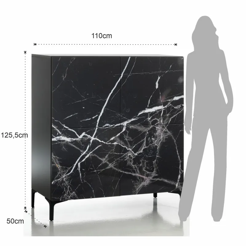 Dulap Inalt Din Panouri Ecologice Kim Black Marble 5080 Tomasucci Italia 