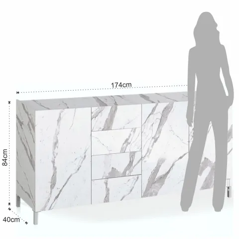 Bufet Din Panouri Ecologice Eddy White Marble 5350 Tomasucci Italia 