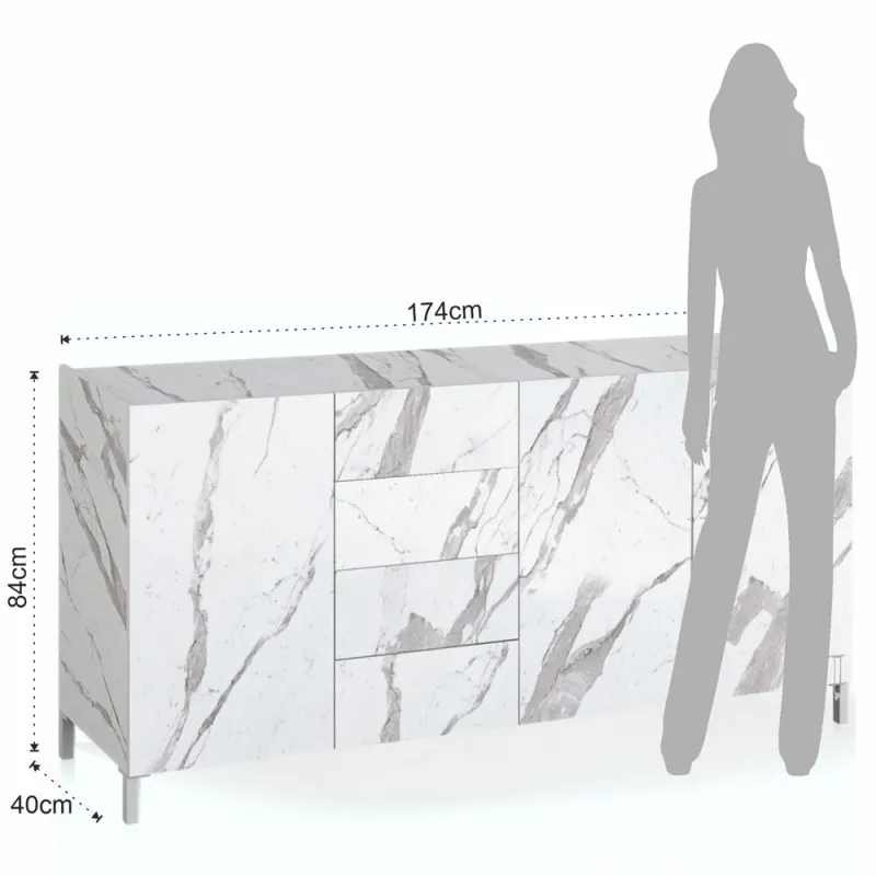 Bufet Din Panouri Ecologice Eddy White Marble 5350 Tomasucci Italia 