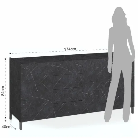 Bufet Mare Din Panouri Ecologice Eddy Black Marble 5351 Tomasucci Italia 